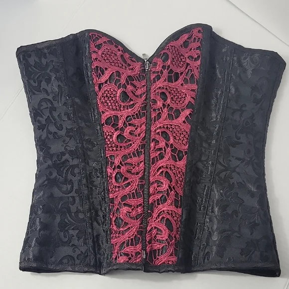 Spirit Black Corset with Red Lace Accents - Picture 3 of 6